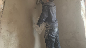 Lime Internal Parge Coat To External Wall before internal insulation